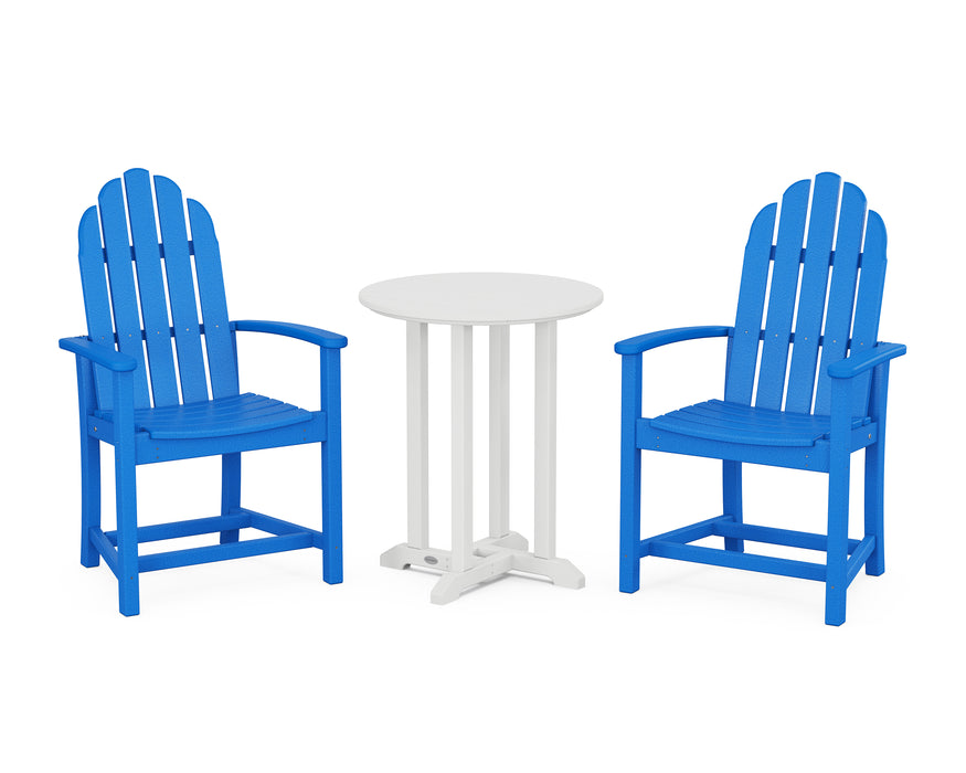 POLYWOOD Classic Adirondack 3-Piece Round Dining Set in Pacific Blue