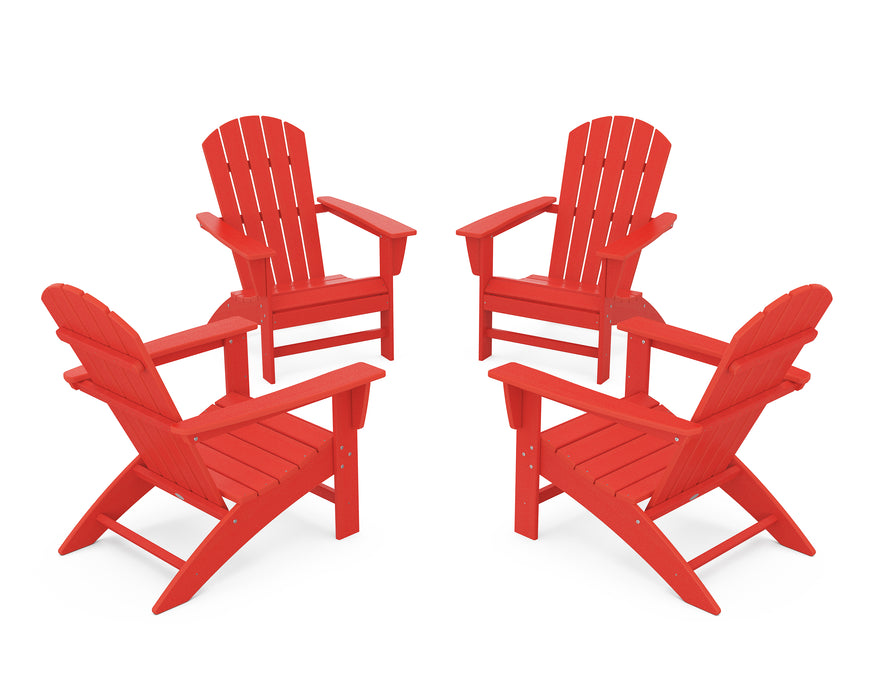 POLYWOOD Nautical 4-Piece Adirondack Conversation Set in Sunset Red