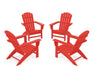 POLYWOOD Nautical 4-Piece Adirondack Conversation Set in Sunset Red image