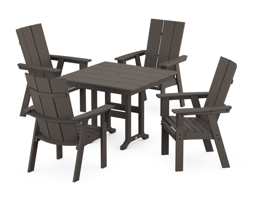 POLYWOOD Modern Adirondack 5-Piece Farmhouse Dining Set in Vintage Coffee image