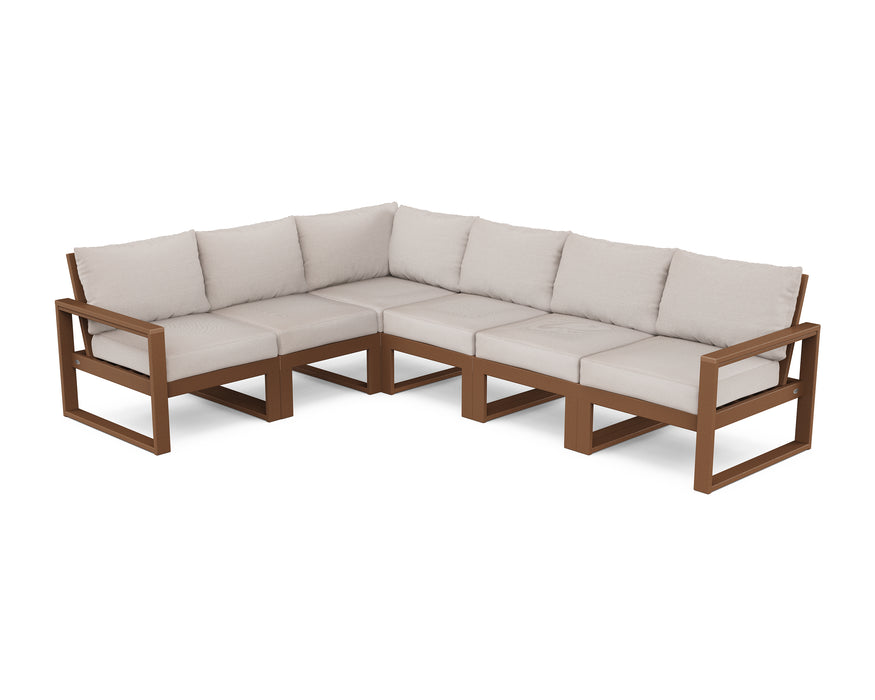 POLYWOOD EDGE 6-Piece Modular Deep Seating Set in Teak / Dune Burlap image