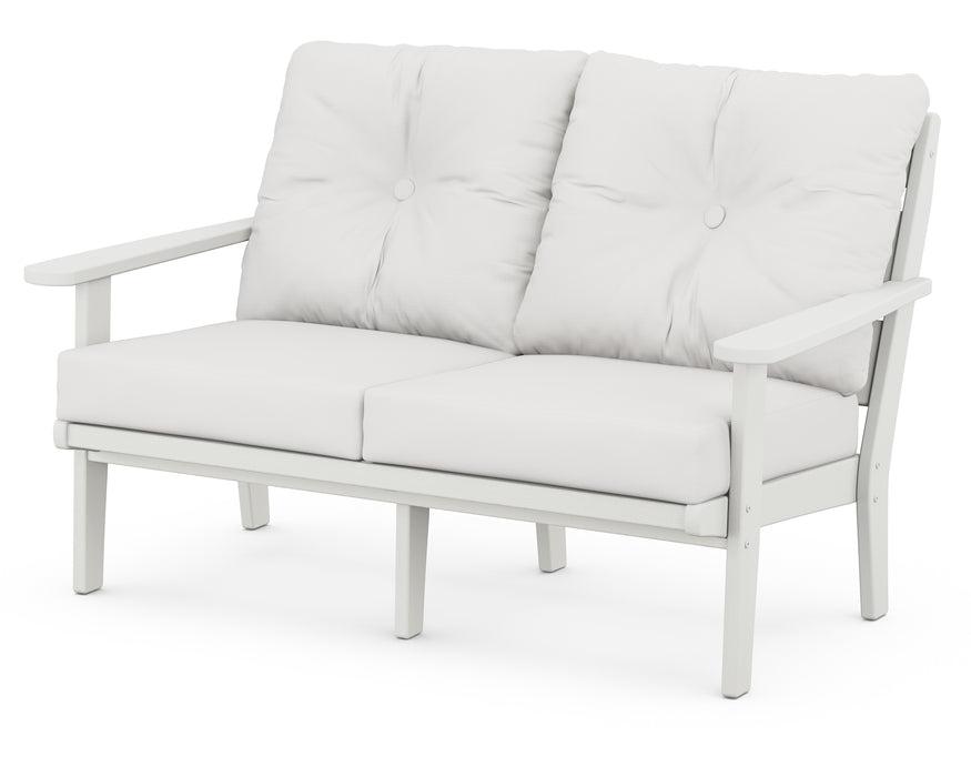 POLYWOOD Lakeside Deep Seating Loveseat in Vintage White / Natural Linen image