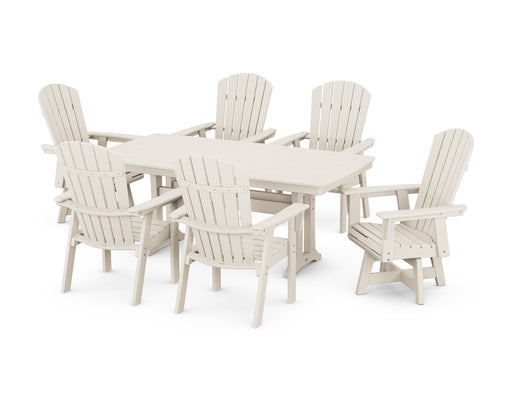 POLYWOOD Nautical 7-Piece Trestle Swivel Dining Set in Sand image