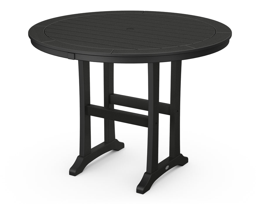 POLYWOOD Nautical Trestle 48" Round Counter Table in Black image