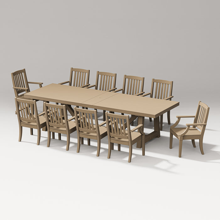 PW Designer Series Estate 11-Piece A-Frame Table Dining Set in Vintage Sahara
