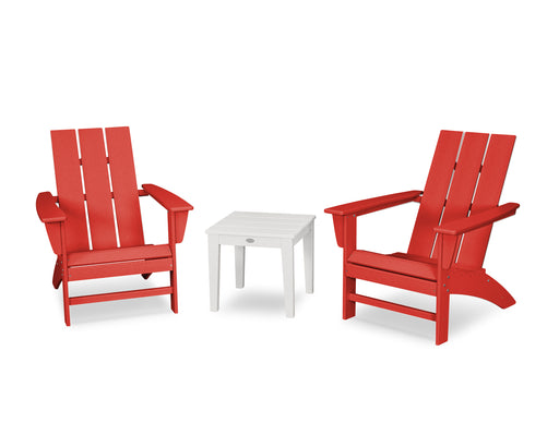 POLYWOOD Modern Adirondack 3-Piece Set in Sunset Red / White image