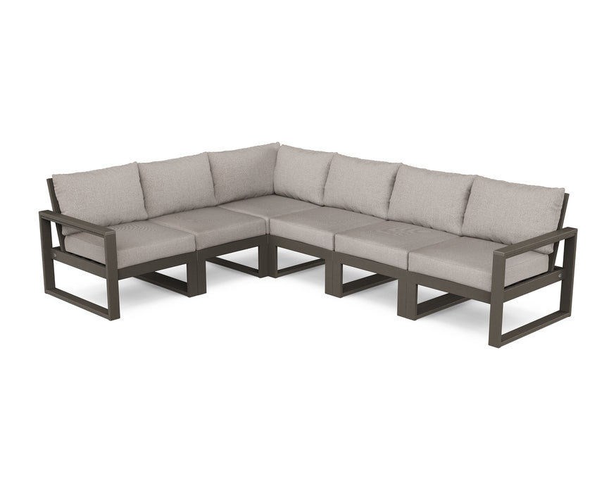 POLYWOOD EDGE 6-Piece Modular Deep Seating Set in Vintage Coffee / Weathered Tweed image