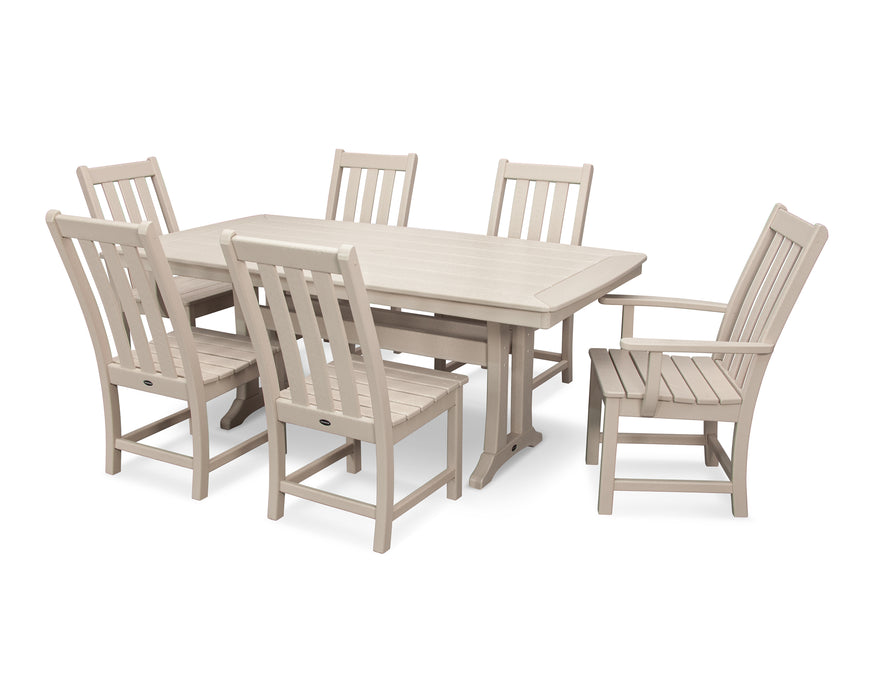 POLYWOOD Vineyard 7-Piece Dining Set with Trestle Legs in Sand