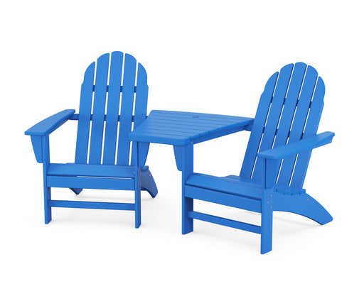 POLYWOOD Vineyard 3-Piece Adirondack Set with Angled Connecting Table in Pacific Blue image