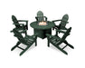 POLYWOOD Classic Folding Adirondack 6-Piece Conversation Set with Fire Pit Table in Green image