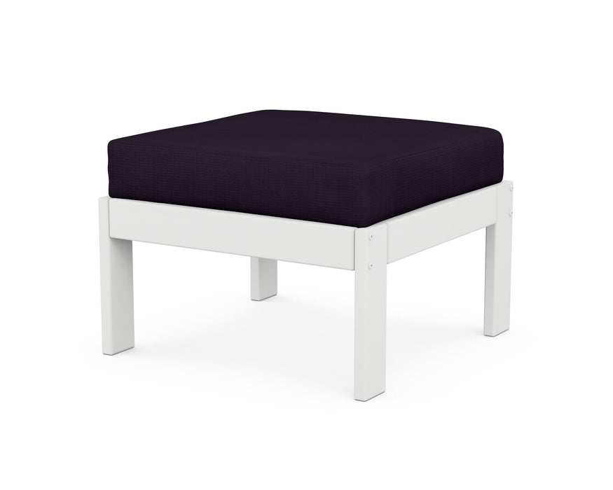 POLYWOOD Vineyard Modular Ottoman in White / Navy Linen