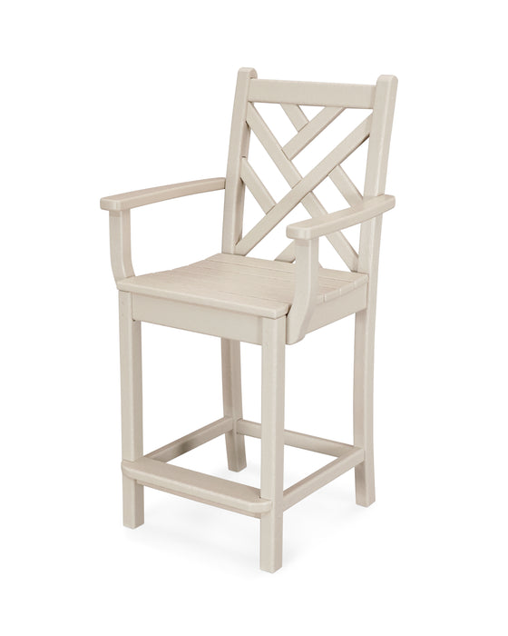 POLYWOOD Chippendale Counter Arm Chair in Sand