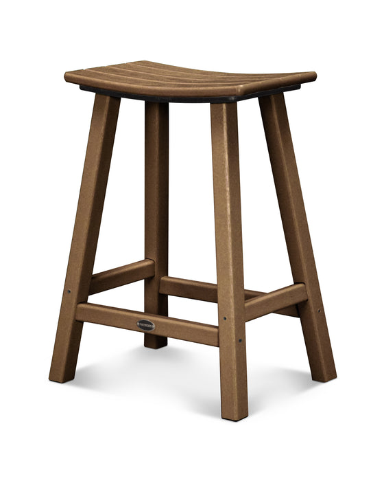 POLYWOOD Traditional 24" Saddle Counter Stool in Teak image