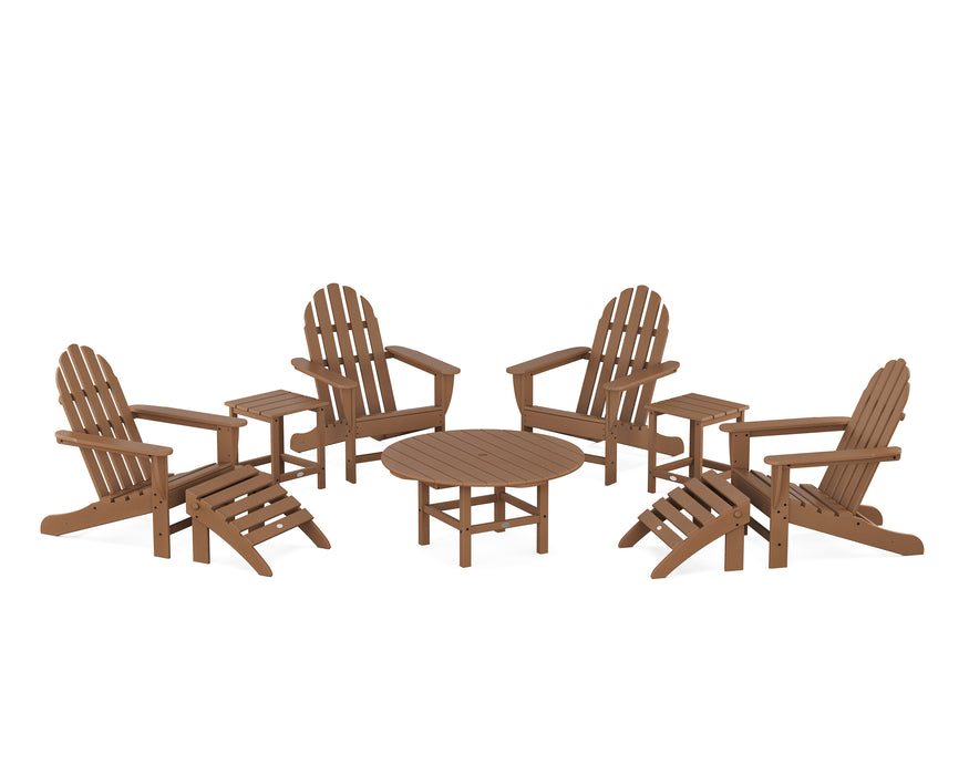 POLYWOOD Classic Adirondack Chair 9-Piece Conversation Set in Teak image