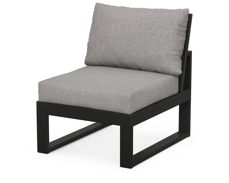 POLYWOOD Modular Armless Chair in Black / Grey Mist