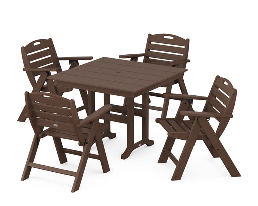 POLYWOOD Nautical Lowback Chair 5-Piece Farmhouse Dining Set in Mahogany image