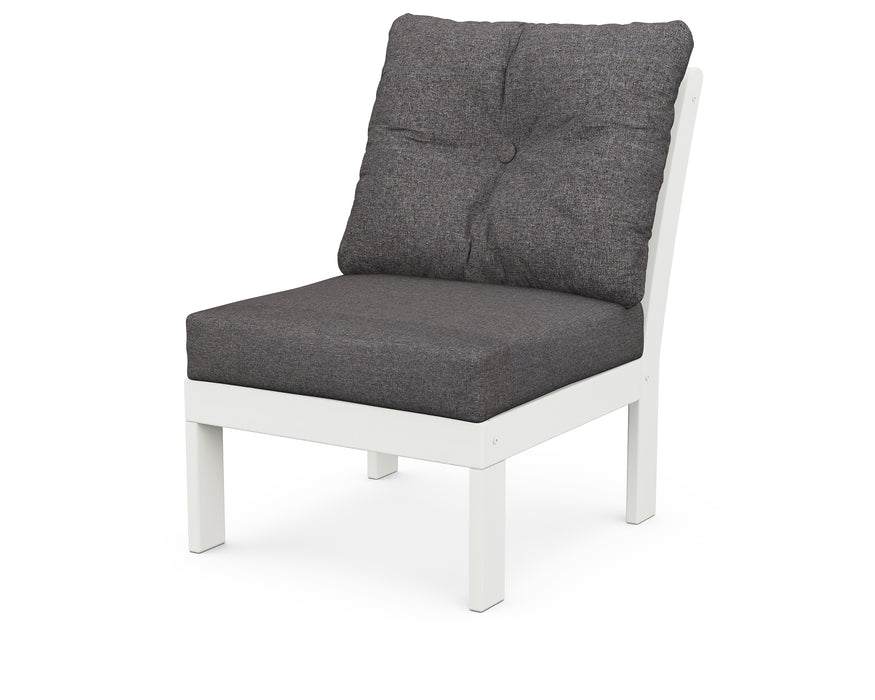 POLYWOOD Vineyard Modular Armless Chair in Vintage White / Ash Charcoal