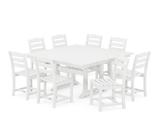 POLYWOOD La Casa Cafe 9-Piece Farmhouse Trestle Dining Set in White image