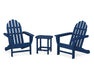 POLYWOOD Classic Adirondack 3-Piece Set with South Beach 18" Side Table in Navy image