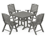 POLYWOOD Nautical Highback 5-Piece Farmhouse Trestle Dining Set in Slate Grey image