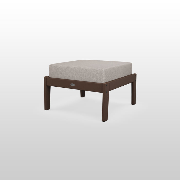 POLYWOOD Lakeside Deep Seating Ottoman in Mahogany / Weathered Tweed image