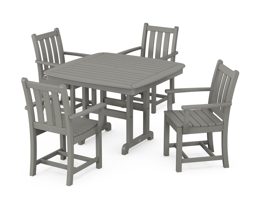 POLYWOOD Traditional Garden 5-Piece Dining Set with Trestle Legs in Slate Grey