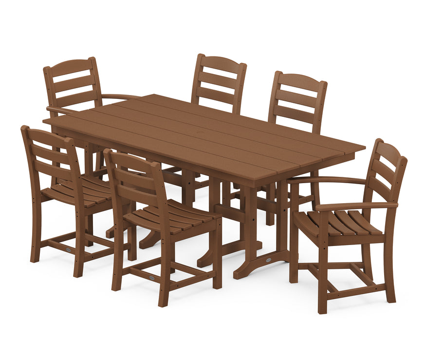 POLYWOOD La Casa Cafe 7-Piece Farmhouse Dining Set in Teak image