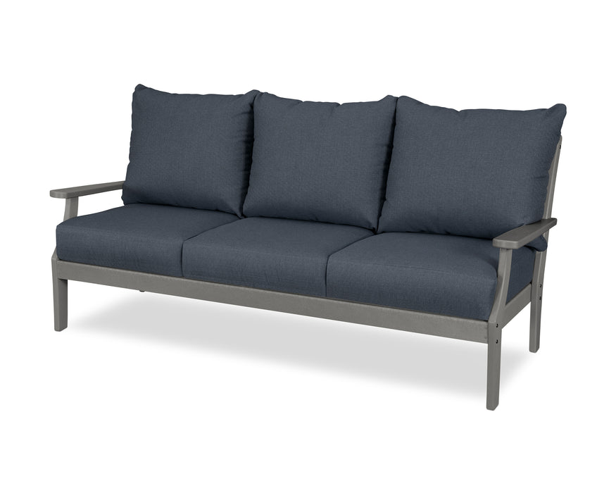 POLYWOOD Braxton Deep Seating Sofa in Slate Grey / Sancy Denim