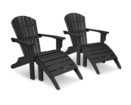 POLYWOOD Seashell Adirondack Set with Ottomans in Black image