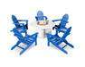 POLYWOOD Classic Folding Adirondack 6-Piece Conversation Set with Fire Pit Table in Pacific Blue / White image