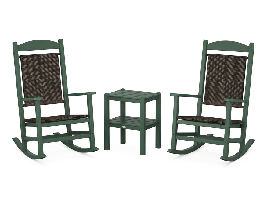 POLYWOOD Presidential Woven Rocker 3-Piece Set in Green / Cahaba image