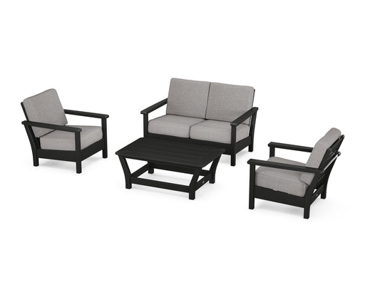 POLYWOOD Harbour 4-Piece Deep Seating Set in Black / Grey Mist image