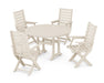 POLYWOOD Captain 5-Piece Round Dining Set with Trestle Legs in Sand image