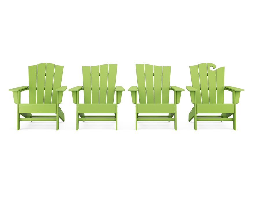 POLYWOOD Wave Collection 4-Piece Adirondack Chair Set in Lime