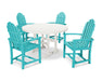 POLYWOOD Classic Adirondack 5-Piece Round Farmhouse Dining Set in Aruba / White image