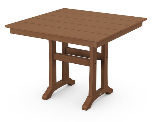 POLYWOOD Farmhouse Trestle 37" Dining Table in Teak image