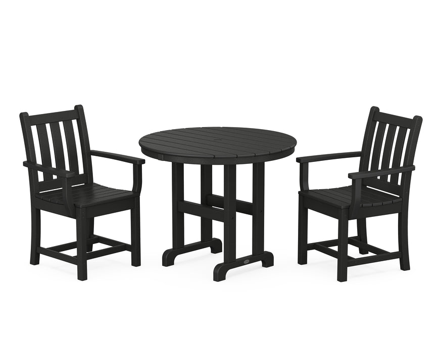 POLYWOOD Traditional Garden 3-Piece Round Dining Set in Black