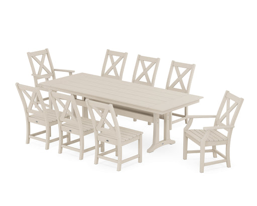 POLYWOOD Braxton 9-Piece Farmhouse Dining Set with Trestle Legs in Sand image