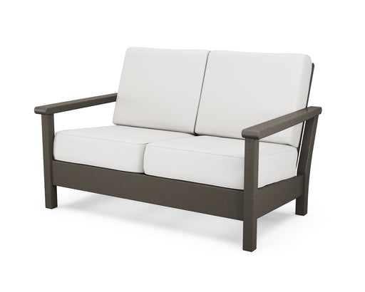 POLYWOOD Harbour Deep Seating Loveseat in Vintage Coffee / Natural Linen image