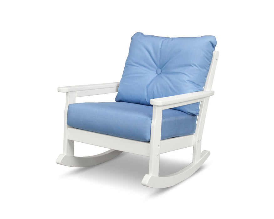 POLYWOOD Vineyard Deep Seating Rocking Chair in Vintage White / Air Blue