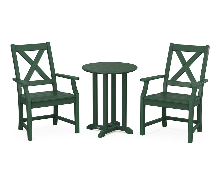 POLYWOOD Braxton 3-Piece Round Dining Set in Green