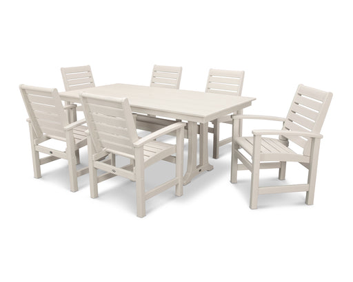 POLYWOOD Signature 7-Piece Farmhouse Dining Set with Trestle Legs in Sand image