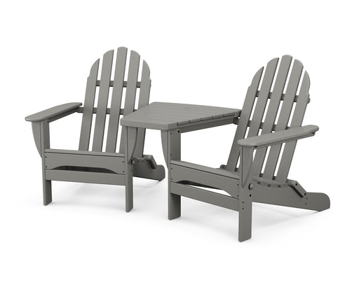 POLYWOOD Classic Folding Adirondacks with Angled Connecting Table in Slate Grey image