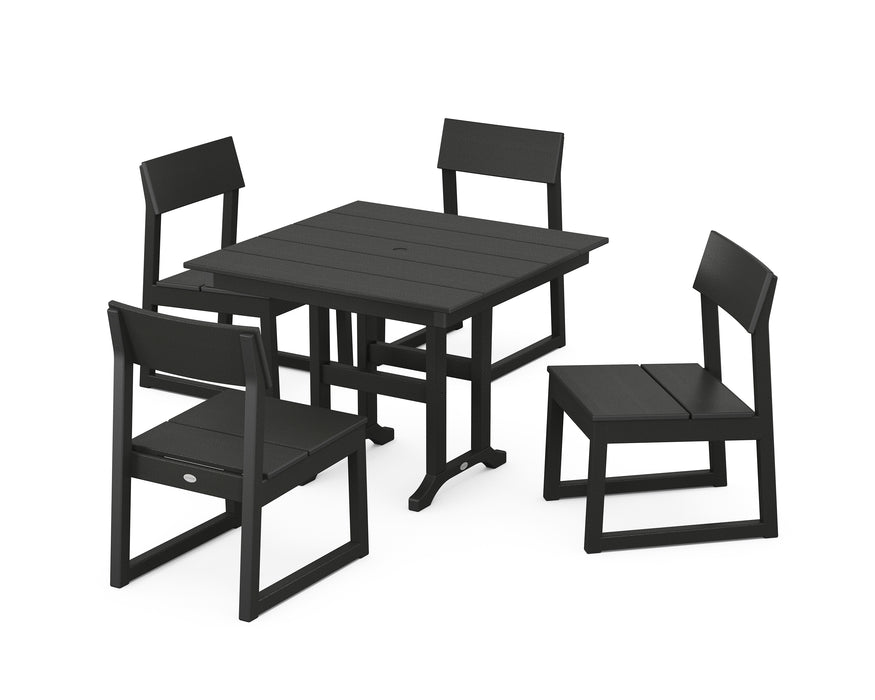 POLYWOOD EDGE Side Chair 5-Piece Farmhouse Dining Set in Black image