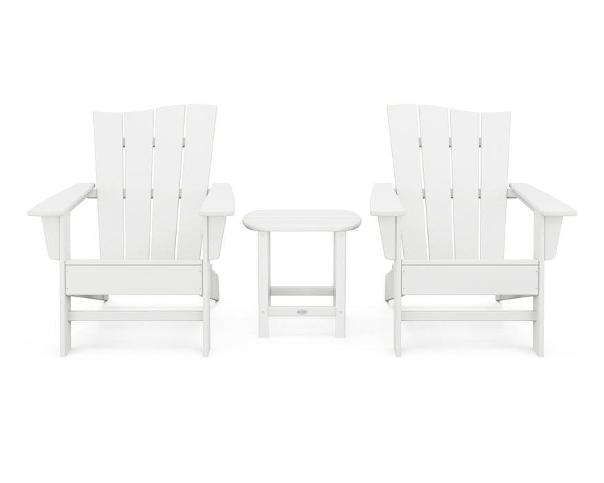 POLYWOOD Wave 3-Piece Adirondack Chair Set in White