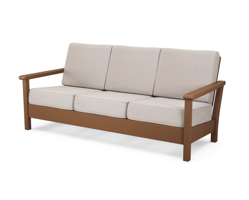 POLYWOOD Harbour Deep Seating Sofa in Teak / Dune Burlap image