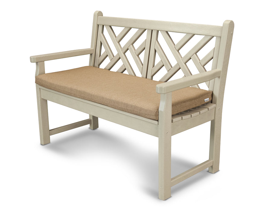 POLYWOOD Chippendale 48" Bench with Seat Cushion in Sand / Sesame