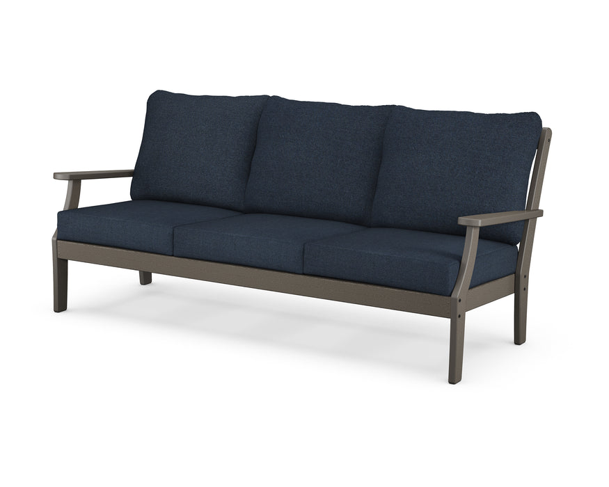 POLYWOOD Braxton Deep Seating Sofa in Vintage Coffee / Marine Indigo