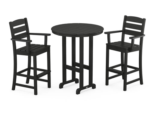 POLYWOOD Lakeside 3-Piece Round Bar Arm Chair Set in Black image