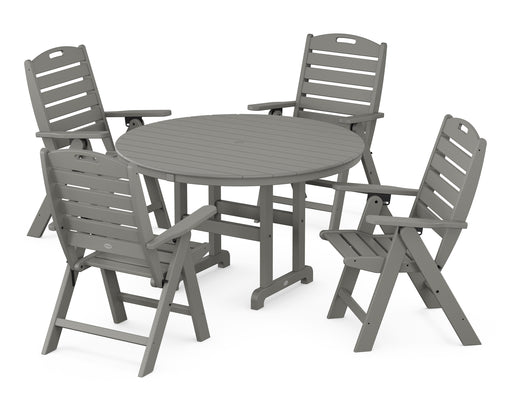 POLYWOOD Nautical 5-Piece Round Farmhouse Dining Set in Slate Grey image